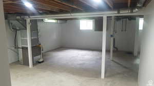 Below grade area with heating unit