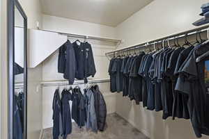 Spacious closet with carpet floors