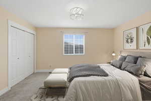 Primary bedroom. Virtually staged.