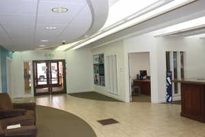Building lobby featuring a paneled ceiling