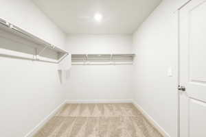 **DISCLAIMER** Interior color package may vary.Spacious closet featuring light carpet