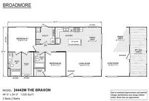 Floor plan. Cavco 4442M The Braxton plan. Built in 2022 in Nampa, Idaho.