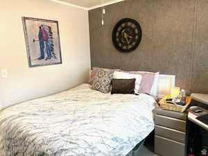 Second bedroom showing queen bed but could easily do a bunkbed - single over double?