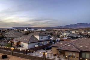 Aerial perspective of suburban area featuring mountains