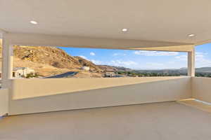 Balcony with a mountain view