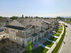 Aerial perspective of suburban area