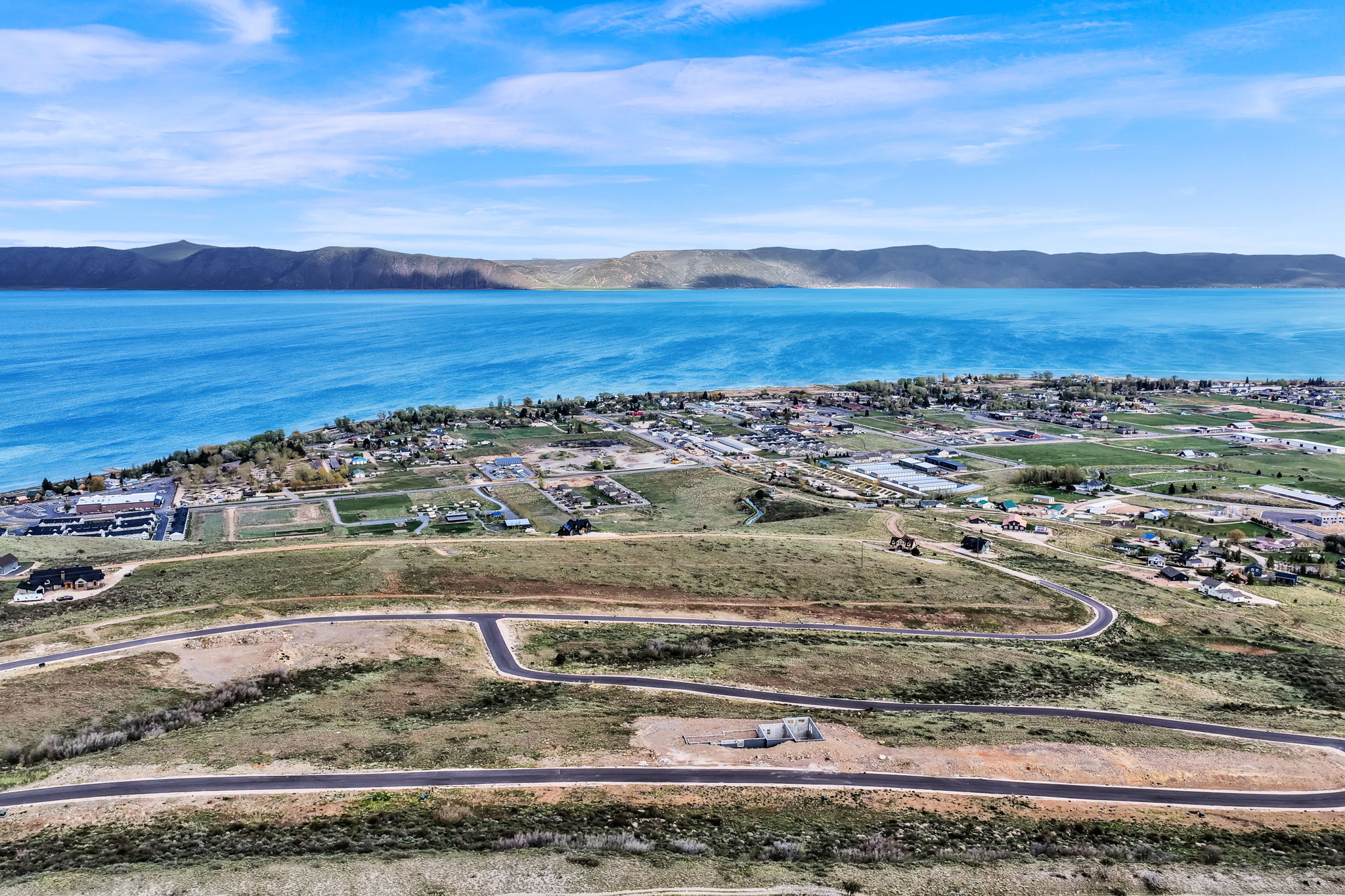 Expansive land parcels with paved access roads