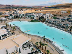 Aerial view of a mountainous background