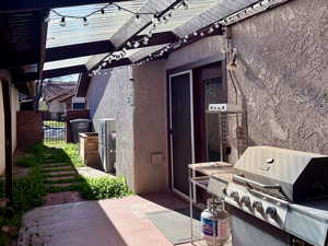 View of patio with grilling area