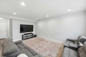 Living area featuring recessed lighting