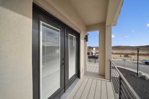 Balcony with a mountain view