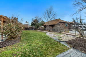 Fenced backyard featuring a patio area