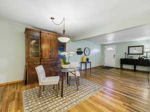 Dining area featuring light wood-style floors