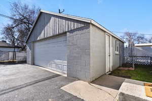 View of detached garage