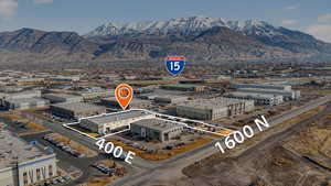 Aerial view of a mountain backdrop