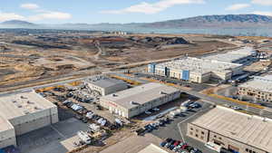 Drone / aerial view of a mountainous background