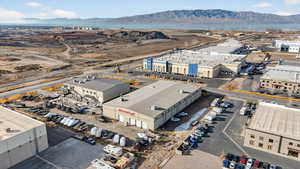 Drone / aerial view of a mountainous background