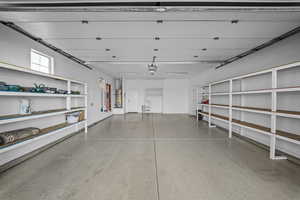 Garage featuring water heater