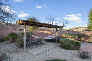 View of fenced backyard