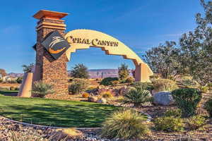 Community sign with a lawn