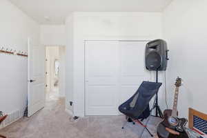 Interior space featuring carpet floors