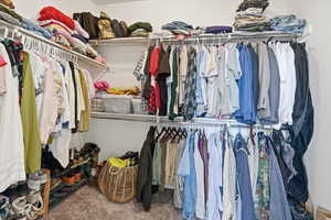 Spacious closet with carpet floors