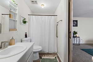 Bathroom featuring vanity and toilet