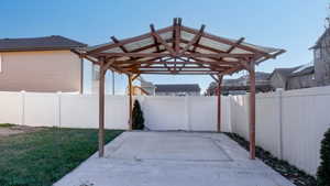 View of fenced backyard