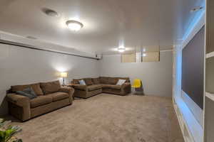 View of carpeted living area