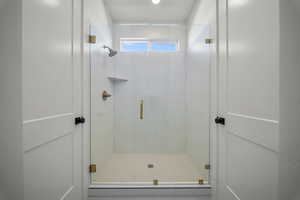 Bathroom with a stall shower