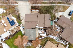 Aerial perspective of suburban area