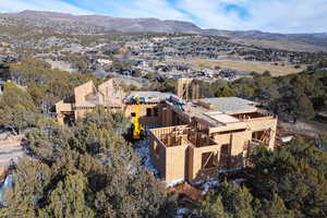 View of subject property with a mountain backdrop