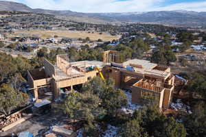 Bird's eye view of a mountain backdrop