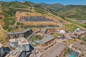 Drone / aerial view of a mountain backdrop