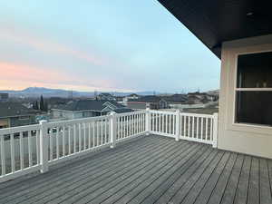 Wooden terrace with a residential view