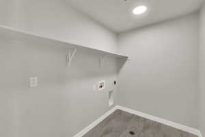 Laundry room with hookup for an electric dryer and washer hookup