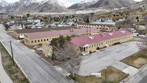 Bird's eye view of a mountain backdrop