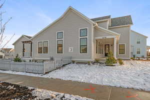 View of front facade featuring covered porch