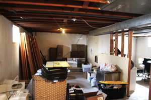 View of below grade area un finished basement