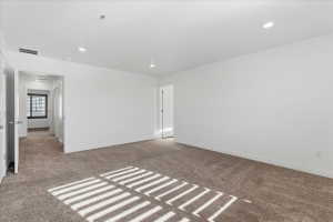 Bedroom with carpet flooring and recessed lighting