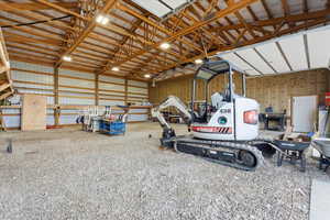 Garage with metal wall
