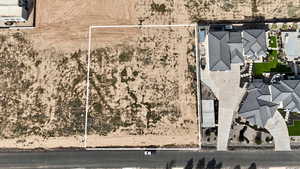 Aerial overview of property's location with property parcel outlined