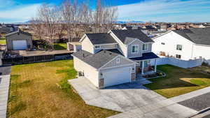 Aerial perspective of suburban area