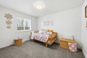 Bedroom featuring baseboards and carpet flooring
