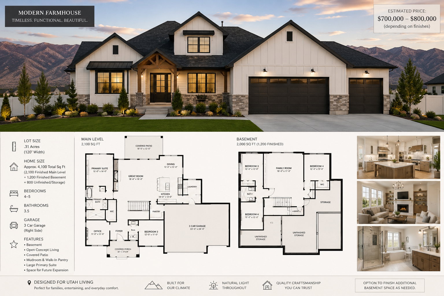Floor plan Example of a home that could be built on this lot.