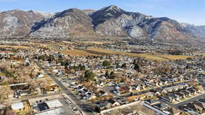 View of mountain background with nearby suburban area