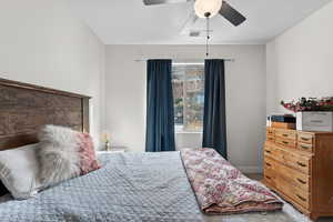 Bedroom with a ceiling fan