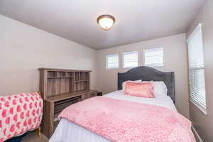 Bedroom featuring carpet
