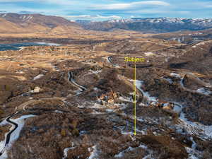 Overview of rural landscape with mountains