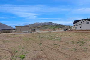 View of yard with a mountain view